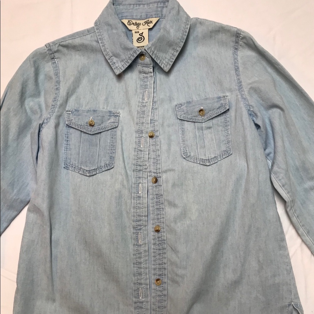 Girls Button Down Chambray Shirt